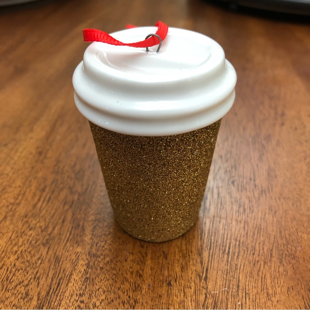 2018 Starbucks Cup Gold Glitter Ornament Collectible